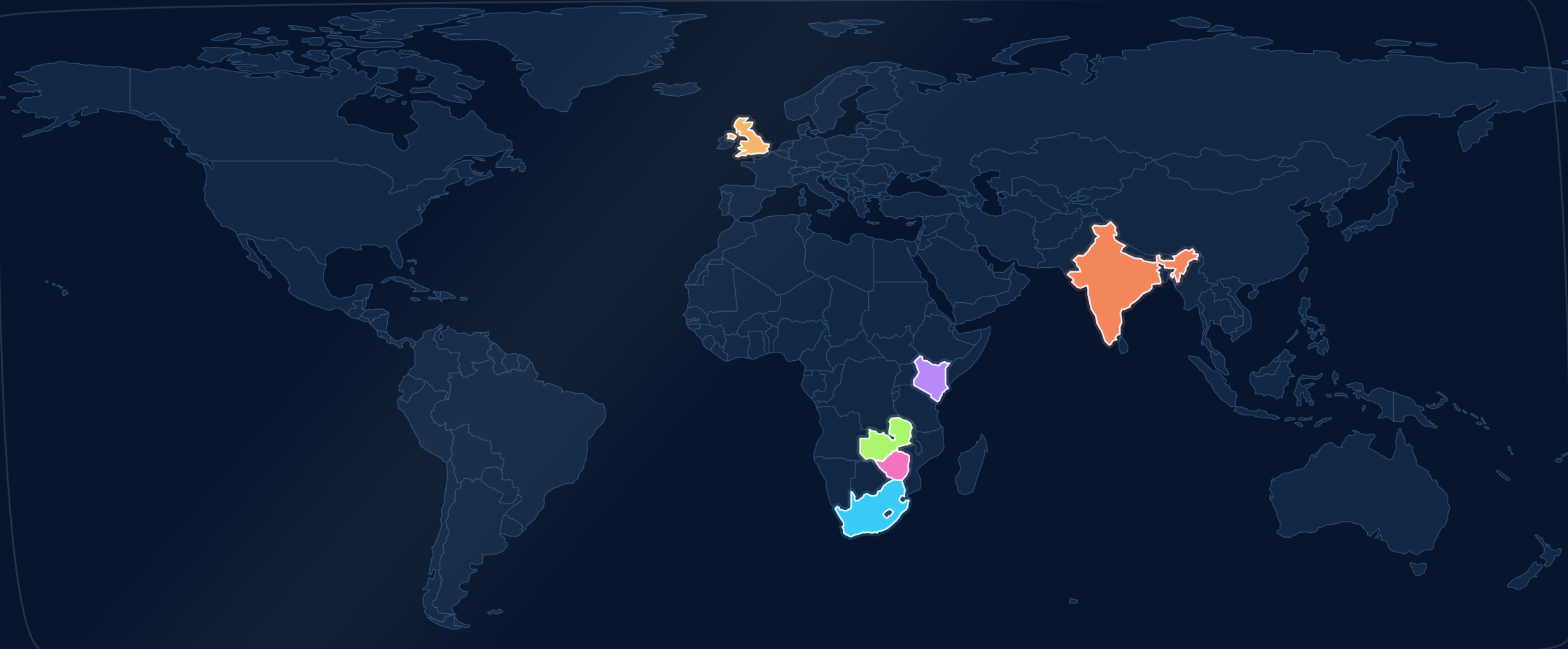 ConilStone’s world map showing its connected markets